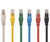 Six colored RJ45 Cat 5e patch cables lined up.