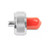 An ST fiber optic source adapter with a protective red cap.