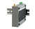 A gray metal DIN-rail mounting bracket holding an electronic device.