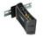 A Sierra Wireless gateway is mounted horizontally onto a DIN rail.
