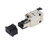 Metal RJ45 field termination plug with a separate black protective cap.