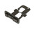 Black metal bracket with mounting holes and a plastic terminal block attached.