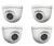 Four white dome-shaped surveillance cameras arranged in a grid.