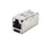 Metal Cat 6A network connector jack module for Ethernet cables.