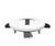 White in-ceiling mount with a circular bezel and mounting brackets.