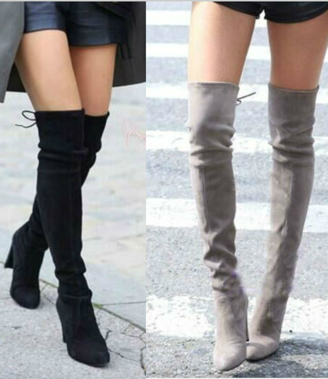 NEW THIGH HIGH BLOCK HEEL LADIES OVER THE KNEE STRETCH BOOTS SIZES 3-8 