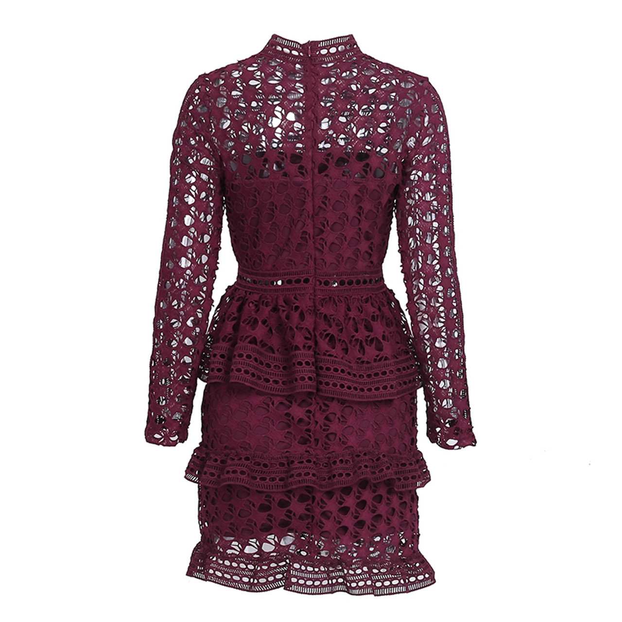 Elegant ruffle lace dress - palaceofchic MAUVE