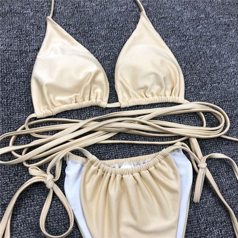 String micro bikini set 2019 new High cut brazilian ...