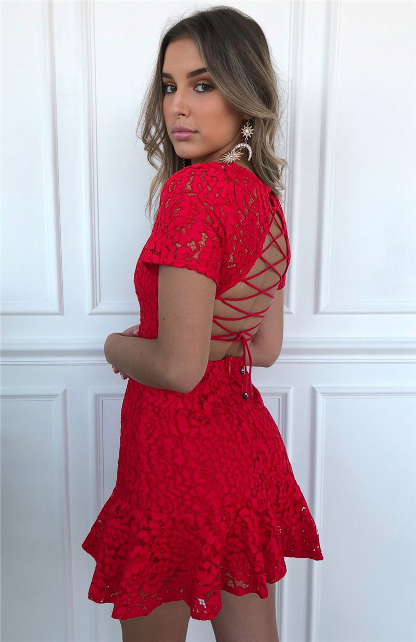 Sexy Women Summer Dress 2019 Backless O Neck Ruffle Lace Dress