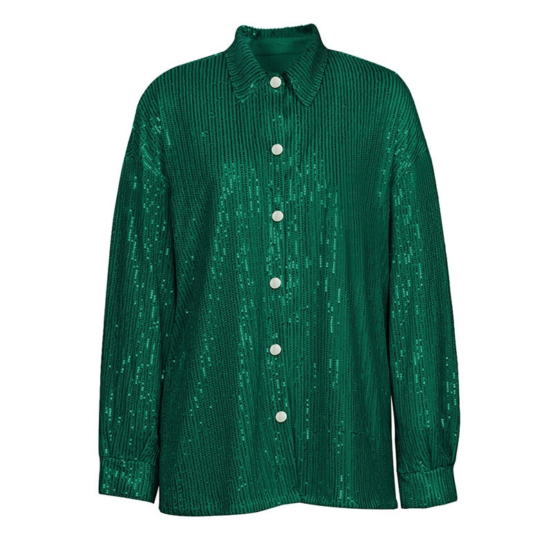 Sparkly Twopiece Set Party Outfits For Womens Sequin Top Blouse Shirt — free download
