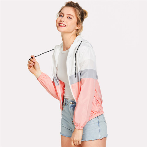 windbreaker Color Block Elastic Waist Drawstring Jacket 2018 New Fashion Multicolor Zipper Woman Clothing Ladies Spring Jacket windbreaker Color Block Elastic Waist Drawstring Jacket 2018 New Fashion Multicolor Zipper Woman Clothing Ladies Spring Jacket