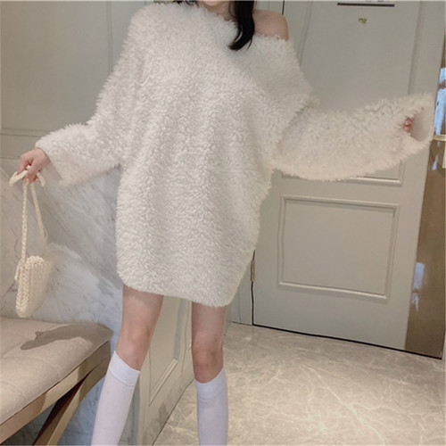 Candy Color Fuzzy Pullover Plus Size Women Solid Color Medium Long Sweater Winter Tops For Woman Fashion 2019 Candy Color Fuzzy Pullover Plus Size Women Solid Color Medium Long Sweater Winter Tops For Woman Fashion 2019