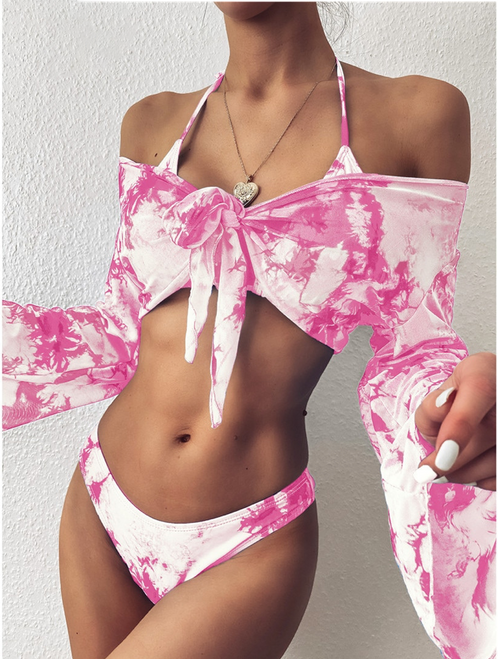 2020 New Tie Dye Bikini Women Swimwear Female Swimsuit Three-pieces Bikini set Halter Bather Bathing Suit Swim Beach Lady V1878P 2020 New Tie Dye Bikini Women Swimwear Female Swimsuit Three-pieces Bikini set Halter Bather Bathing Suit Swim Beach Lady V1878P