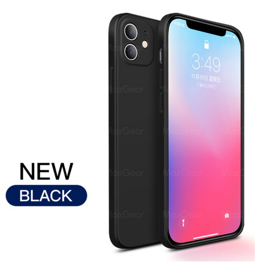 New Luxury Original Square Liquid Silicone Soft Case For iPhone 12, Mini, Pro, Max 2020 Phone Cover Black