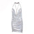 Show My Body Drape Neck Sequin Dress Silver