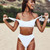 Solid High Waist Bikini Sexy White Swimwear Swimsuit Bathing Suit Women Halter Girl Bikini Set Beach Wear Monokini
