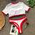 TOMBOY COLOUR CONTRAST T-SHIRT BIKINI CROP TOP HIGH WAISTED THONG BOTTOMS IN WHITE & RED TOMBOY COLOUR CONTRAST T-SHIRT BIKINI CROP TOP HIGH WAISTED THONG BOTTOMS IN WHITE & RED