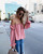 Show thin Pure color Temperament top lace-up bowknot Dew shoulder backless fashion woman 2018 new hot retro {pink}