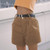 Normcore Brown Bermuda Pants Women Khaki High Rise Shorts Loose Casual Summer Style Boho Office Lady Oversized Military Trousers