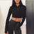 Long sleeve zipper high neck elastic sexy crop tops shorts 2-pieces 2018 summer autumn women fashion casual sports sets Long sleeve zipper high neck elastic sexy crop tops shorts 2-pieces 2018 summer autumn women fashion casual sports sets