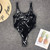 2019 New Sexy PU Leather Swimsuit One Piece Swimwear Women Solid Black Thong Bathing Suit Monokini Swim Suit Swim Wear for Women