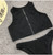 Summer Swimwear Two Piece Set O-neck Front Zipper Beach Set White Bikini Suit 2 Piece Set Women Beachwear Black 2019 New