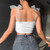 Sexy Backless White Crop Tops for Women Summer Camis Top Bow Mesh Straps Sleeveless Tube Tanks Cropped Feminino
