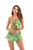 Boho 2 Piece Set Outfits Jungle Knotted Shirred Cami and Flounce Hem Shorts Women Vacation Strap Green Leave Print Summer Sets