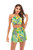 Tropical Green Palm Leaf Print Back Bow Knot Halter Crop Top and Shorts Women Two Piece Outfits Summer Boho Short Sets for Women