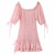 BOHO INSPIRED layered ruffle women Dress metallic stripes pink party dress puff sleeves ribbon ties chic summer dress 2020 new
