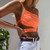 Sexy Summer Crop Tops 2020 One Shoulder Spaghetti Strap Hollow Backless Cami Neon Orange Black Festival Clubwear Orange C67I5
