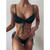 Sexy Ruffled Frilled Bikini Women Swimwear Female Swimsuit Two-pieces Bikini set Lace Up Bather Bathing Suit Swim V2420 Black