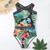 2021 New Sexy One Piece Swimsuit Women Leaf Print Swimwear Female Mesh Patchwork Bathing Suit Summer Beach Wear Swim Bather Lady