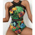 2021 New Sexy One Piece Swimsuit Women Leaf Print Swimwear Female Mesh Patchwork Bathing Suit Summer Beach Wear Swim Bather Lady