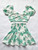 Summer Cute Print Boho Dress Sets Front Hollow Out Tie Back Bowknot Green Skirts Sets Bodycon 2 Pcs Outfit Suits Mini Dress 2022