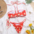 3 Pcs Printed Bikini Set High Waist Swimwear Women Sexy Bathing Suit Biquini Push Up Swimsuit Women's Bikinis Beach Wear B517 Red