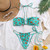3 Pcs Printed Bikini Set High Waist Swimwear Women Sexy Bathing Suit Biquini Push Up Swimsuit Women's Bikinis Beach Wear B517 Green