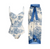 2023 Sexy One Piece Swimsuit Skirt Summer Women Halter 3D Flower Print Swimwear Beach Dress Cover Up Monokini Bath Suit