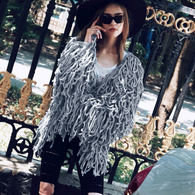 Warm Knitting Shaggy Jacket Coat Women Sweater Soft Black Female Overcoat Autumn Winter Hairy Faux Fur Coat Cardigan {Gray}