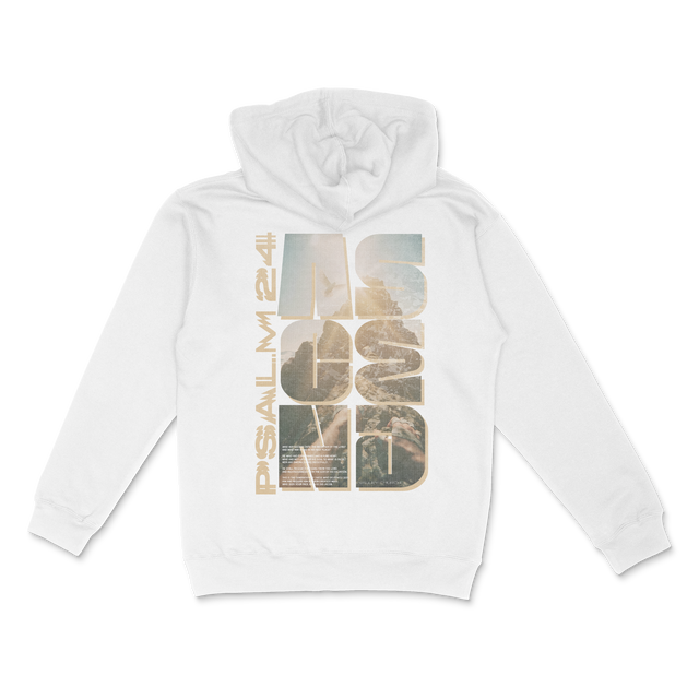 Premium Independent heavyweight relaxed-fit Hoody displayed with faith-based Valley Church mountain ascend artwork and biblical reference on back.