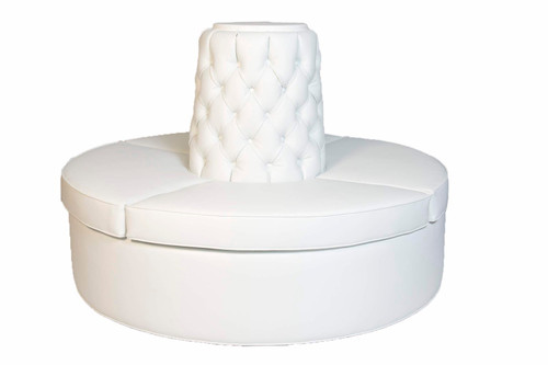 Celebrity Furnishings - White Leather Round Couch - Luxury Seating for Office Lobby, Spa, Beauty Salon - Elegant & Comfortable Modern Furniture - Chic & Inviting Lounge Solution