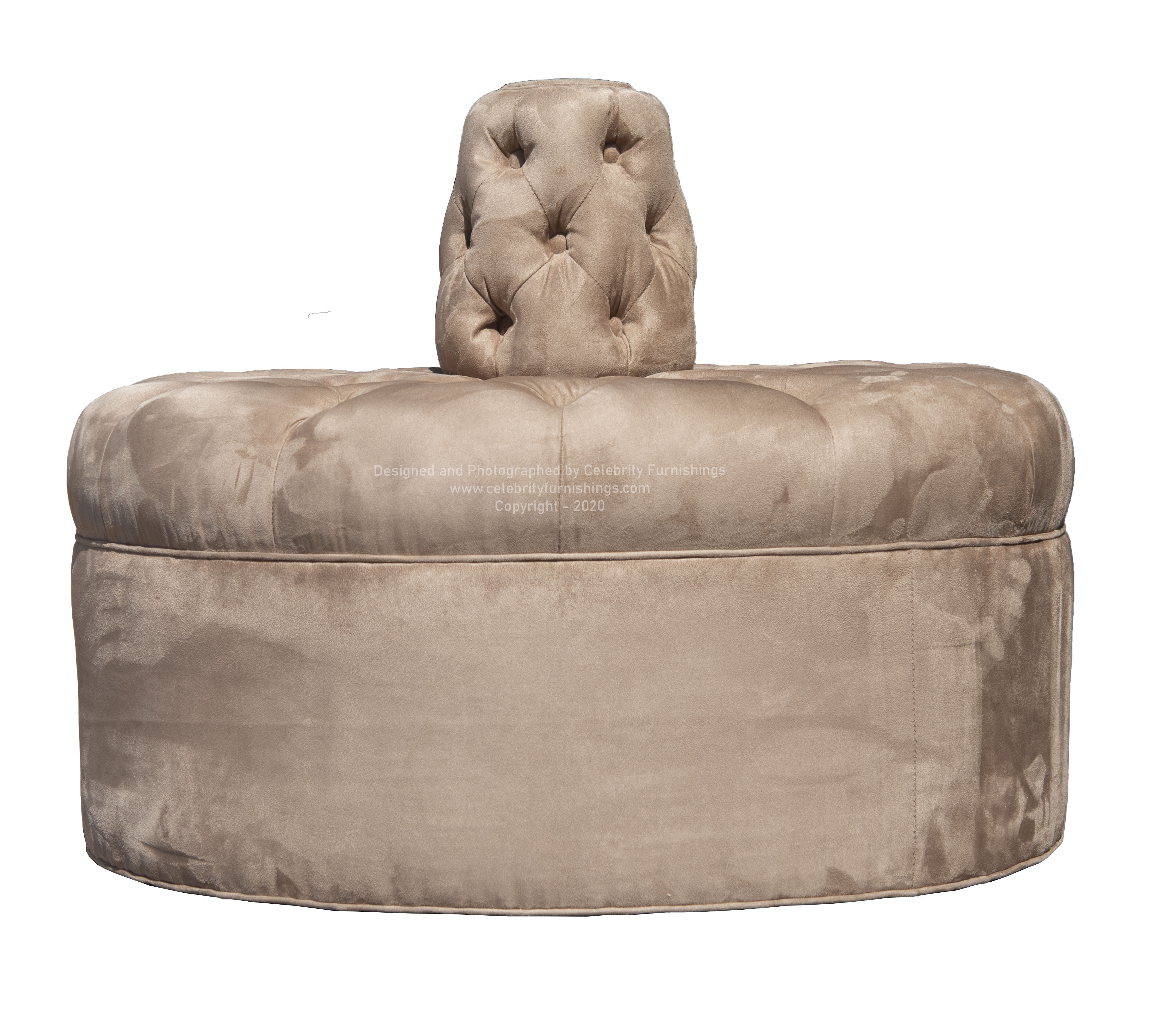 Small Closet Bench Circle Sofa Settee Tufted 35 Diameter With Cone Celebrity Furnishings