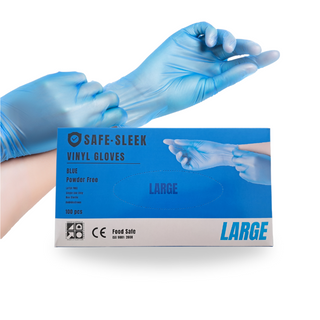 SafeSleek Blue Vinyl Gloves Powder Free (Large) - 1000pcs