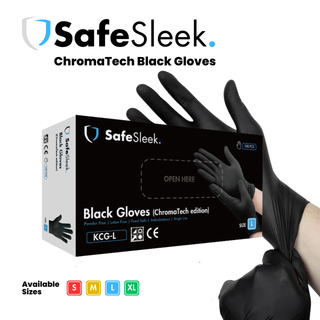 SafeSleek - ChromaTech Black Nitrile-Blend Gloves, Powder Free