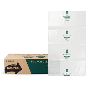 80L Clear Bin Liners — Made with 100% Recycled ReCree8® Resin