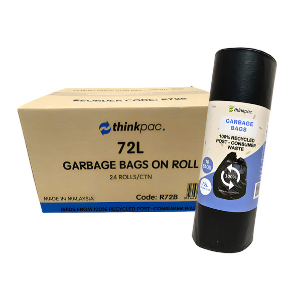 72L ROLL Retail Black Bin Liner - 24 rolls