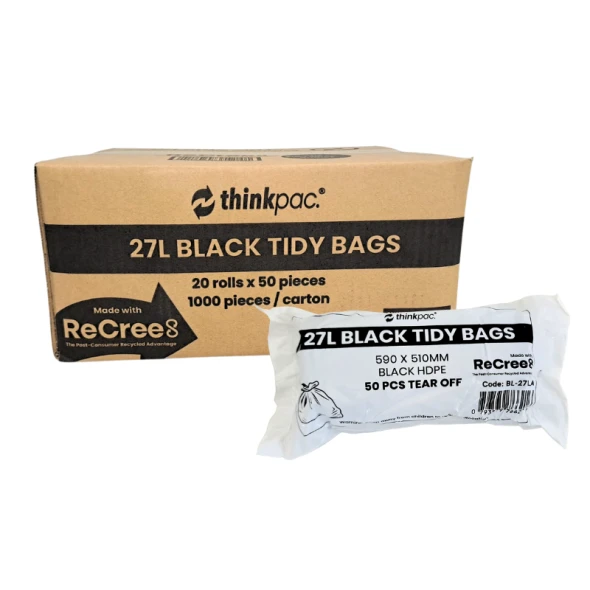 thinkpac 27L Black Kitchen Tidy Liner - 1000pcs