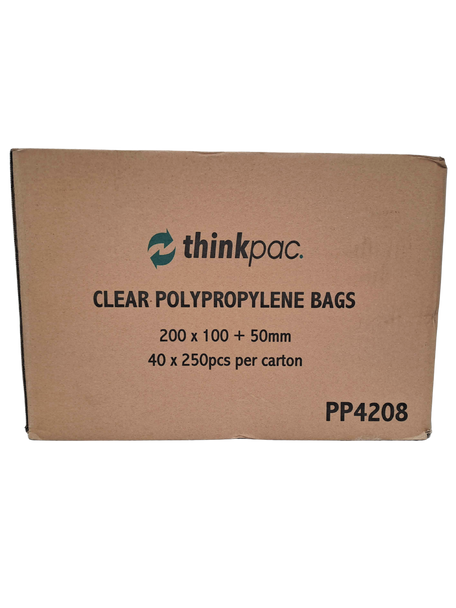 High Clarity Polypropylene (PP) Bags 200x100+50mm - 10000pcs