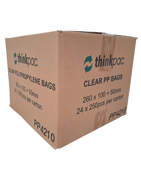 thinkpac High Clarity Polypropylene (PP) Bags 260x100+50mm - 6000pcs