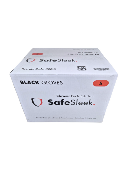 SafeSleek ChromaTech Black Nitrile-Blend Gloves Powder Free - Small